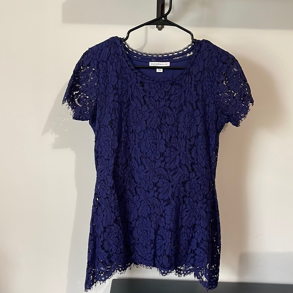 Isaac Mizrahi Live lace short sleeve top XS